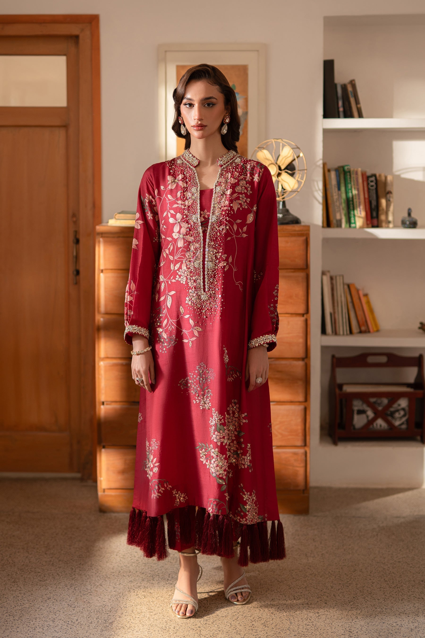 Deep Berry Tassle Kaftan (D-03)