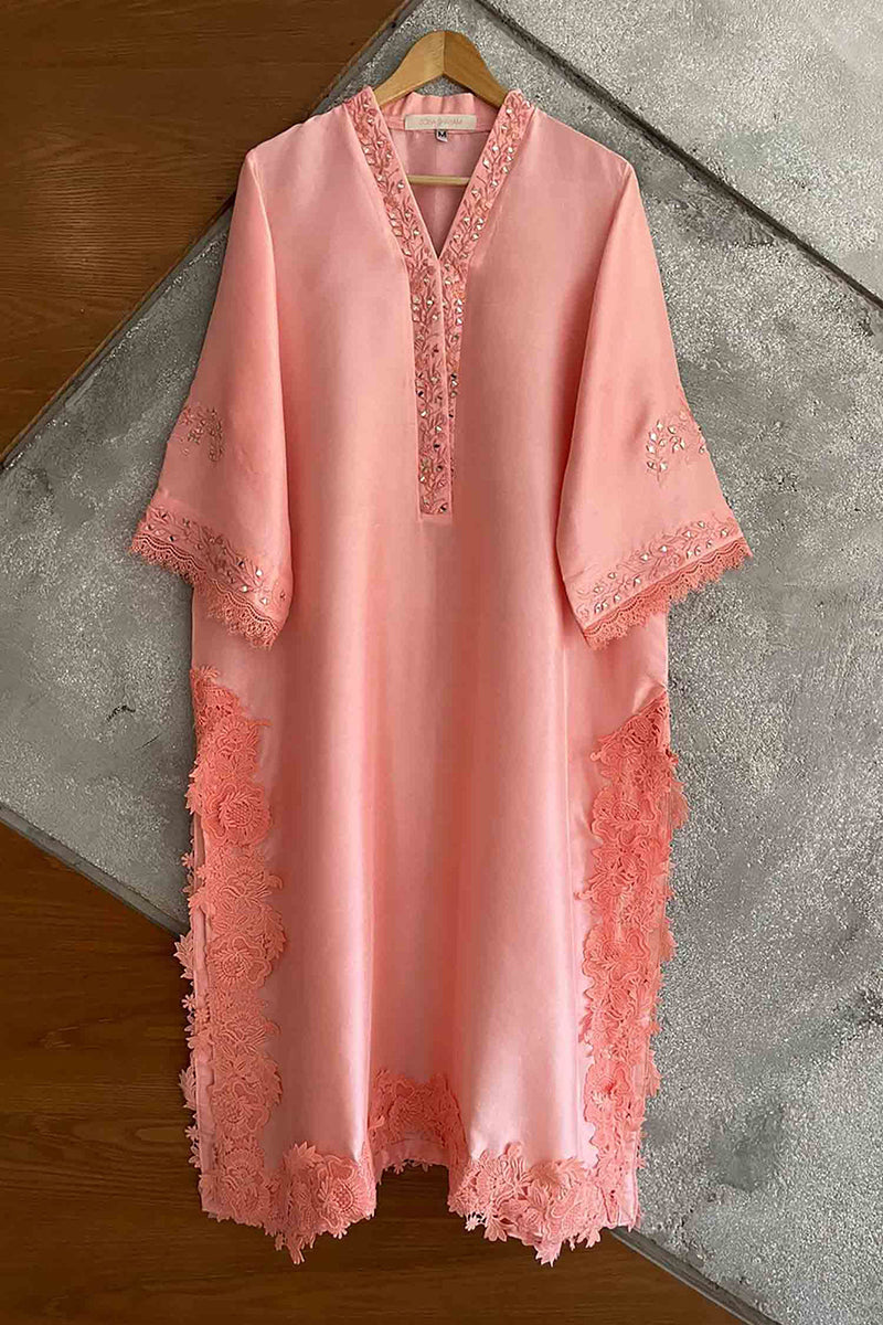 Peach Floral Cutwork