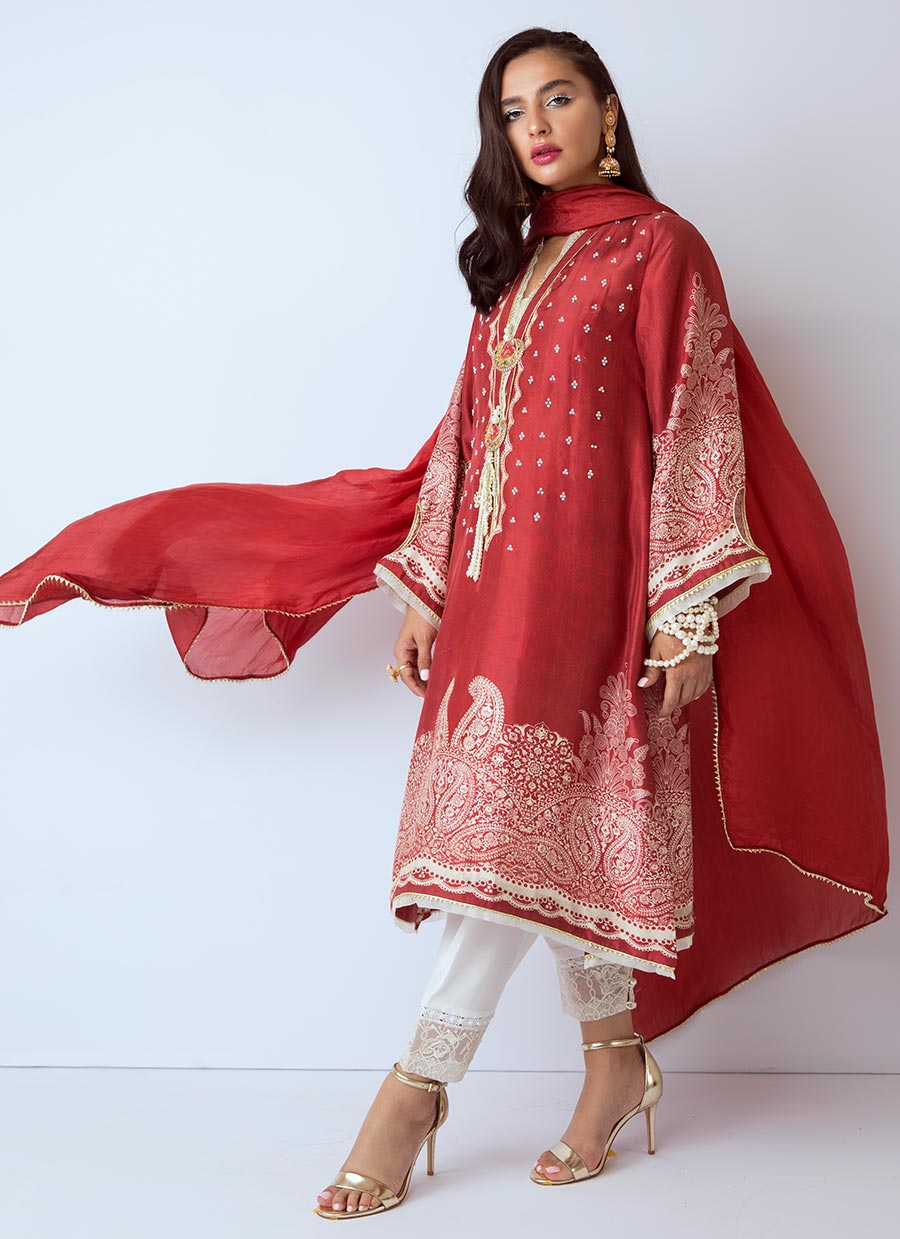 LAAL LUXE RAW SILK SHIRT AND DUPATTA