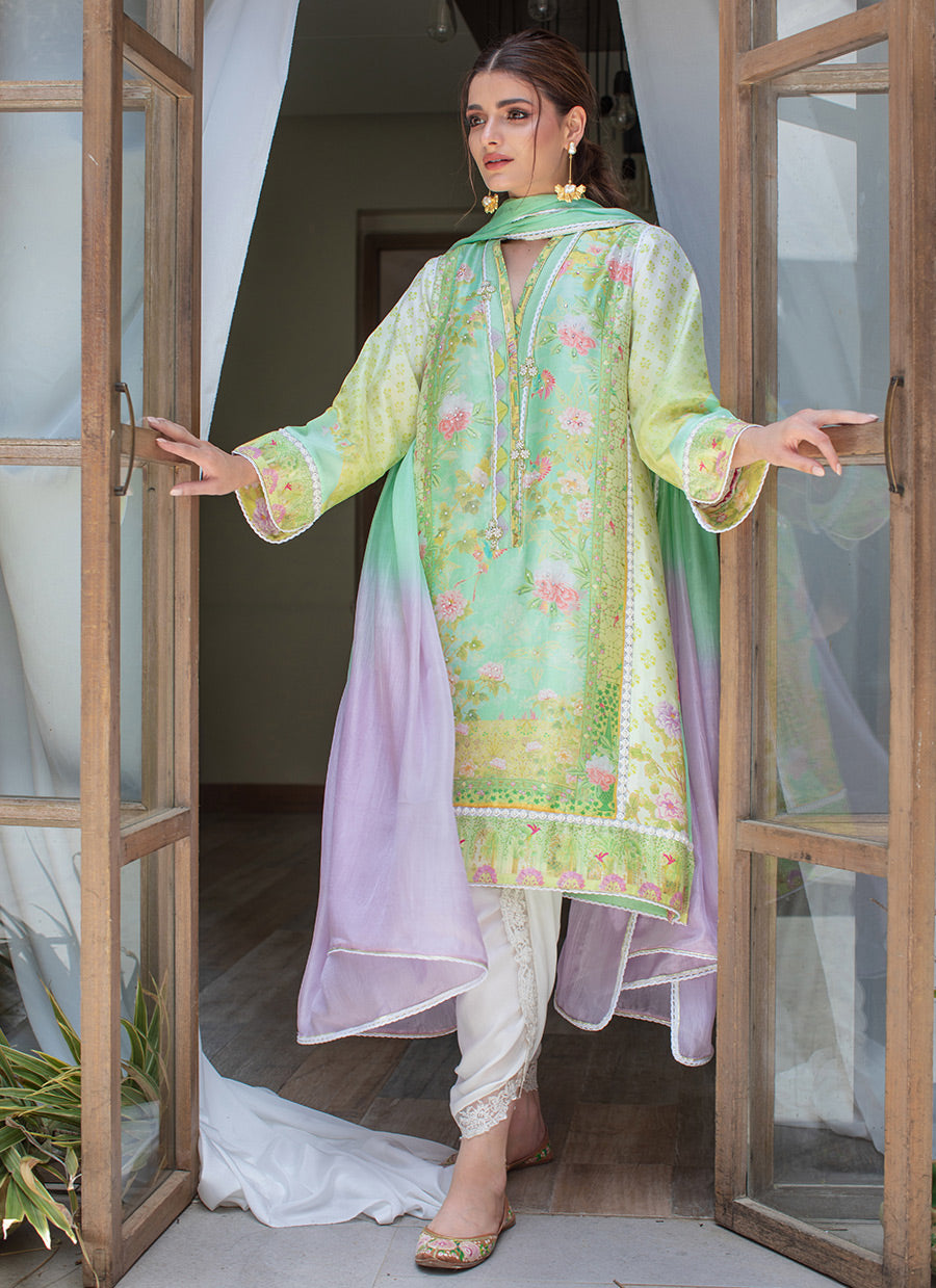 RAINFOREST RAW SILK SHIRT AND DUPATTA