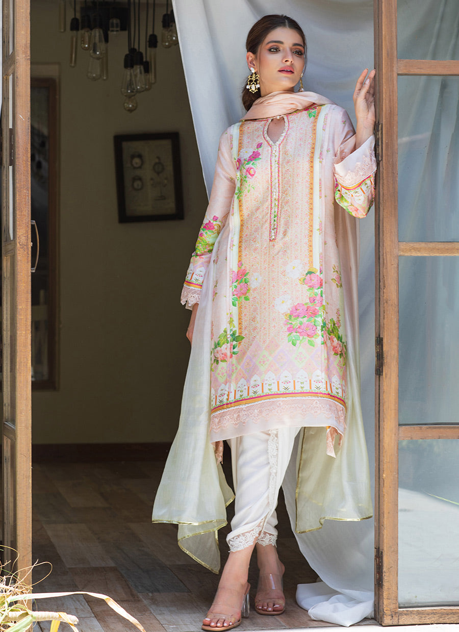 DEW DROP RAW SILK SHIRT AND SILK DUPATTA