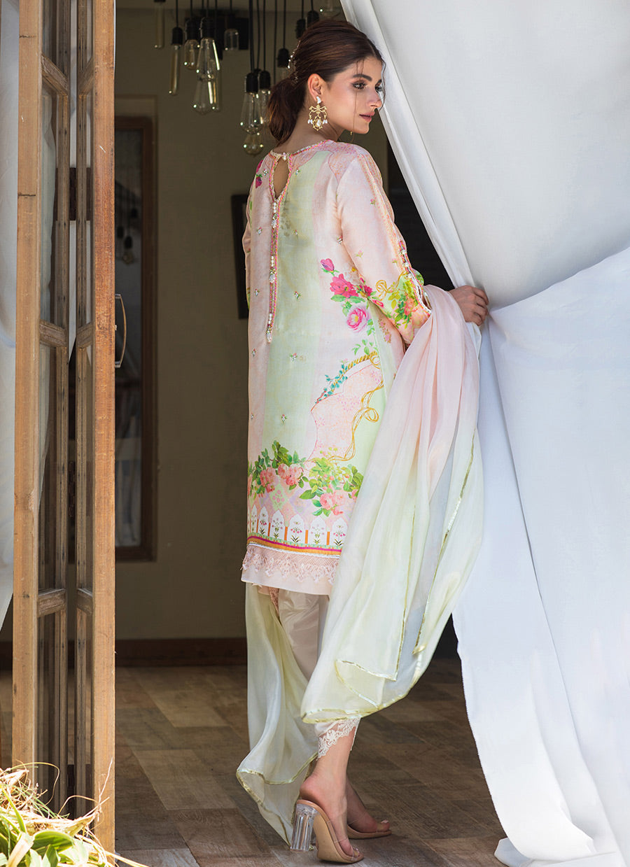 DEW DROP RAW SILK SHIRT AND SILK DUPATTA