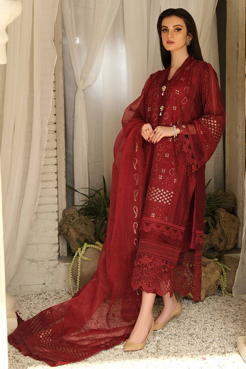 CHIKANKARI MAROON - FULL SET