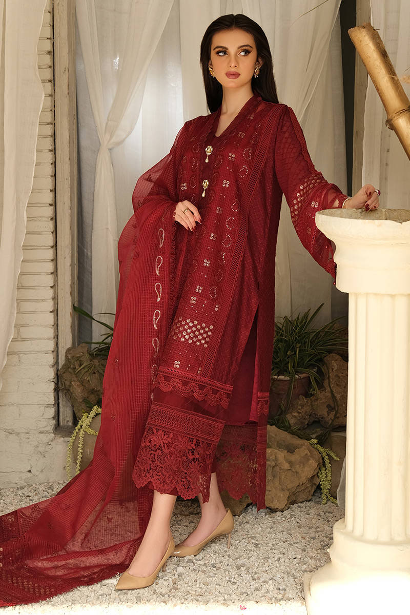 CHIKANKARI MAROON - FULL SET