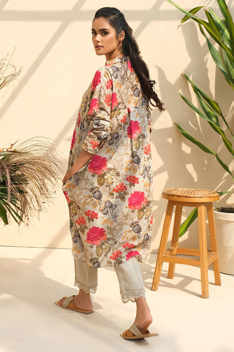 RED FLORAL PRINT KHADAR