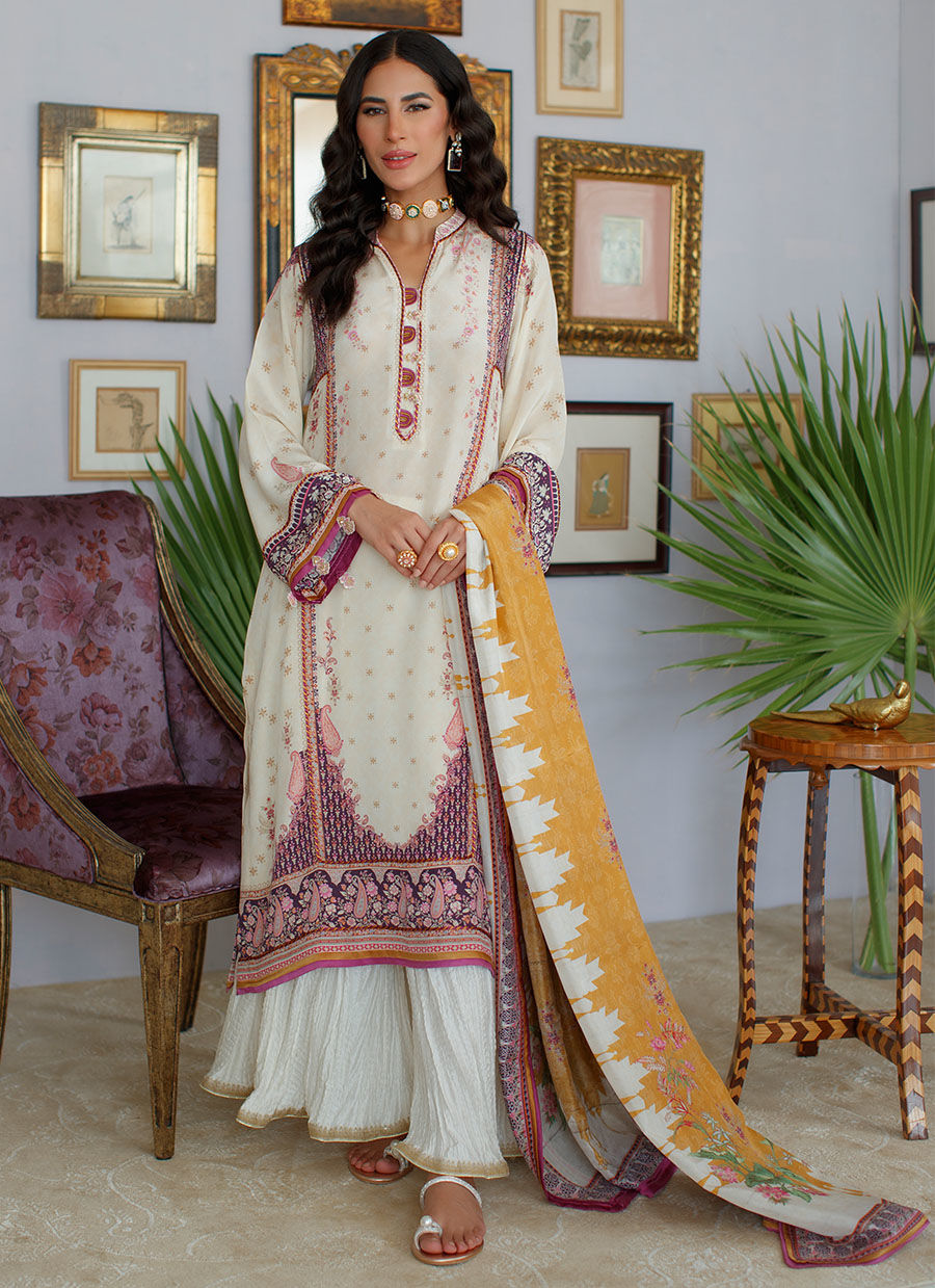 MYZA IVORY SHIRT AND DUPATTA