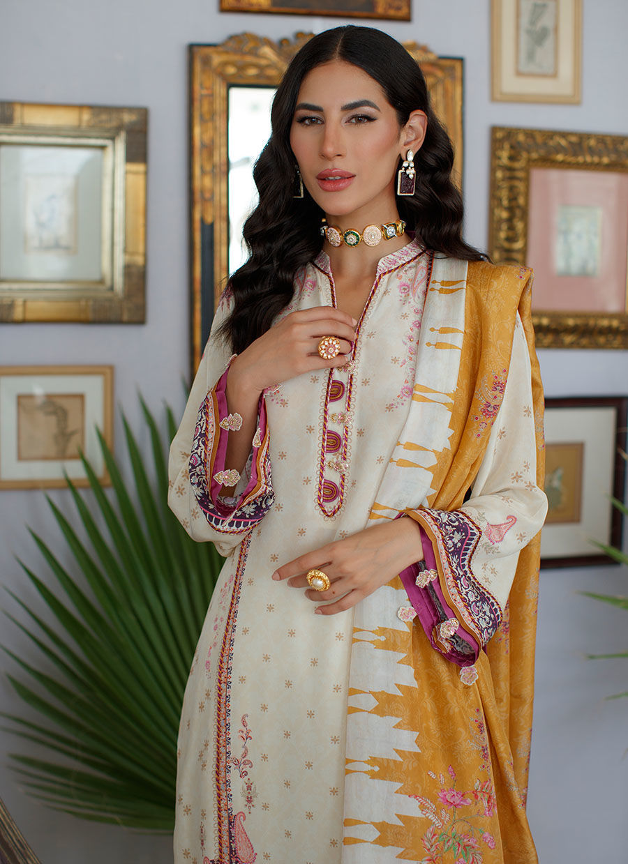 MYZA IVORY SHIRT AND DUPATTA