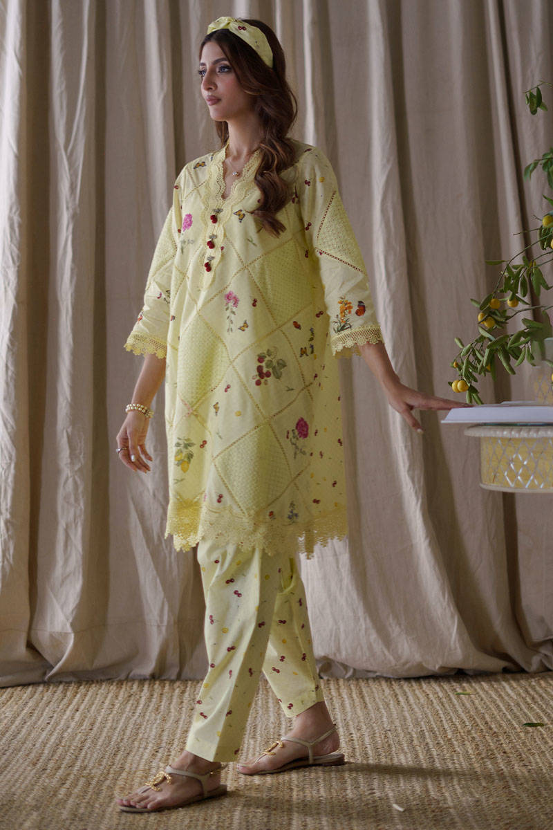 LEMON CHERRY SHIRT WITH SHALWAR