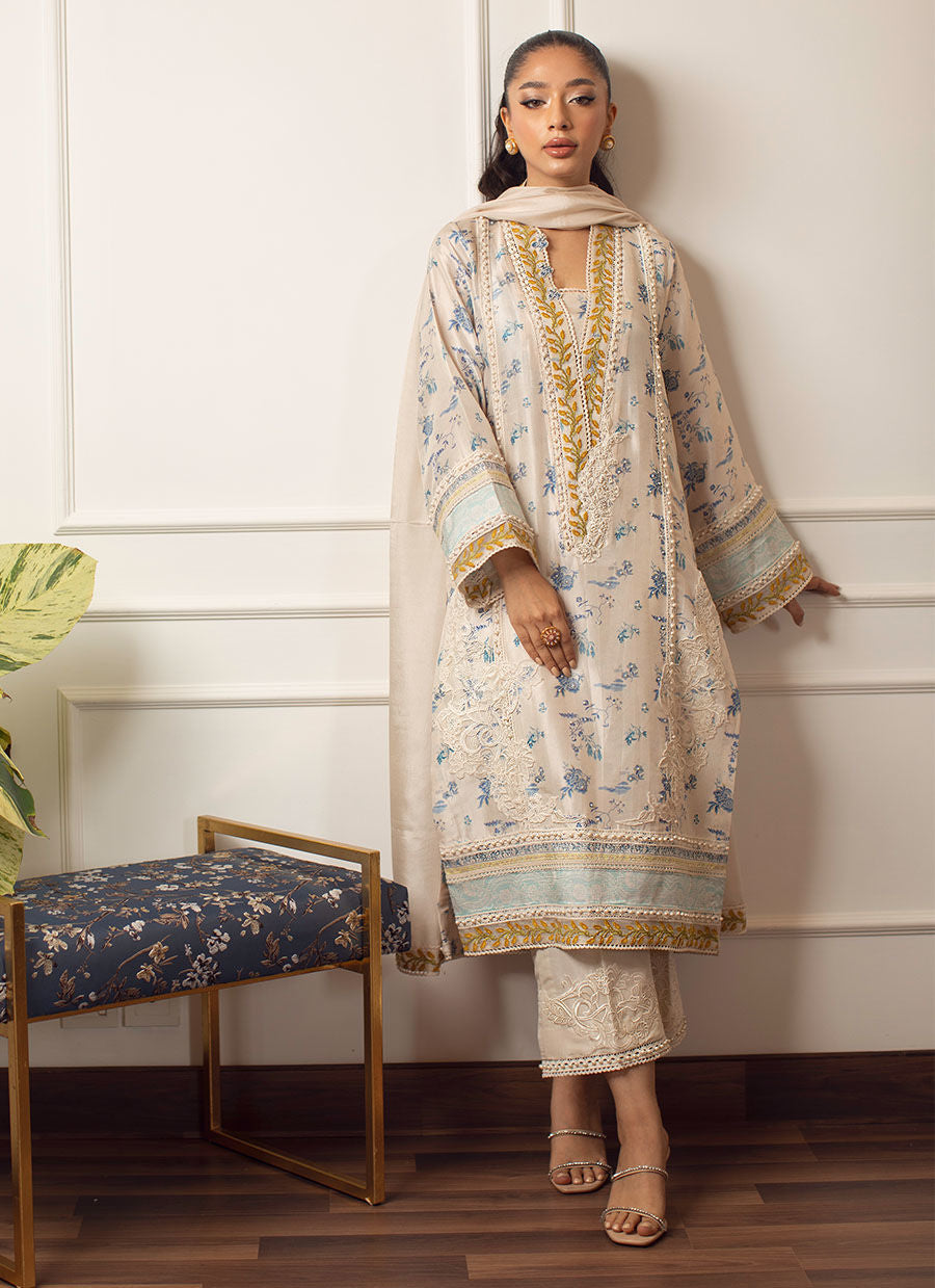 AMARI IVORY SILK SHIRT AND DUPATTA