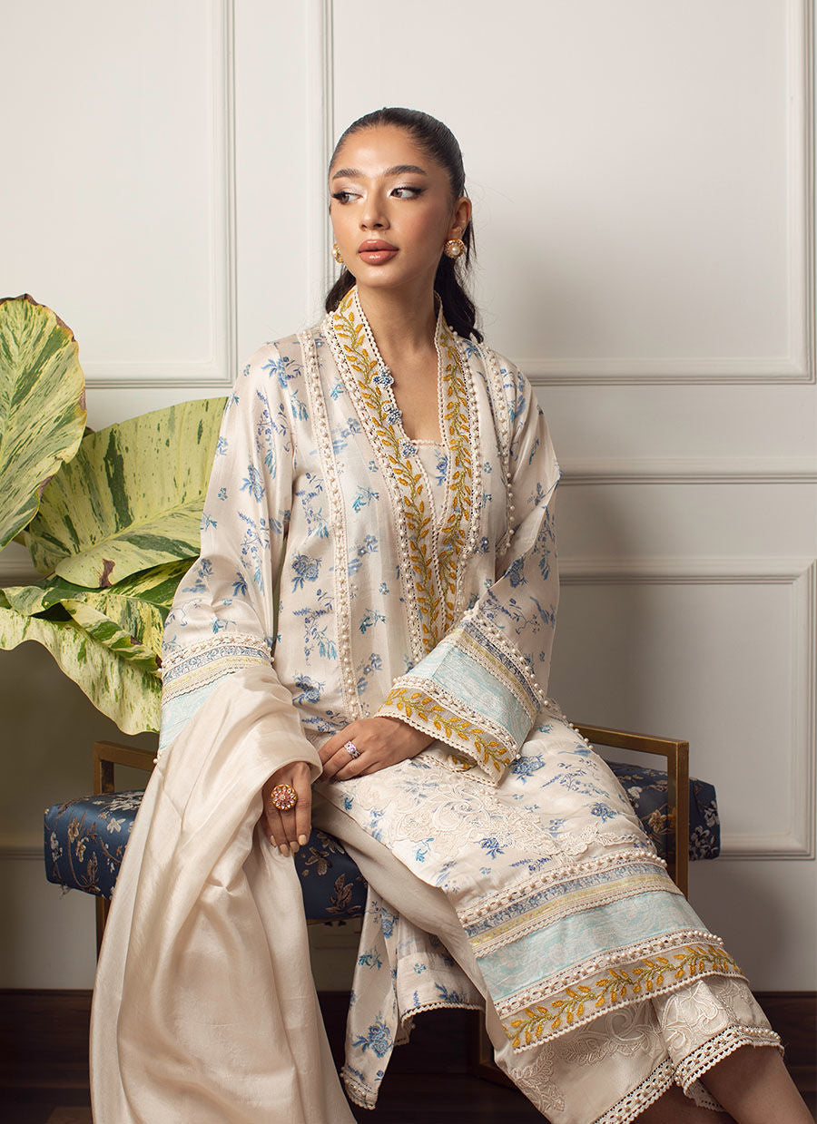 AMARI IVORY SILK SHIRT AND DUPATTA