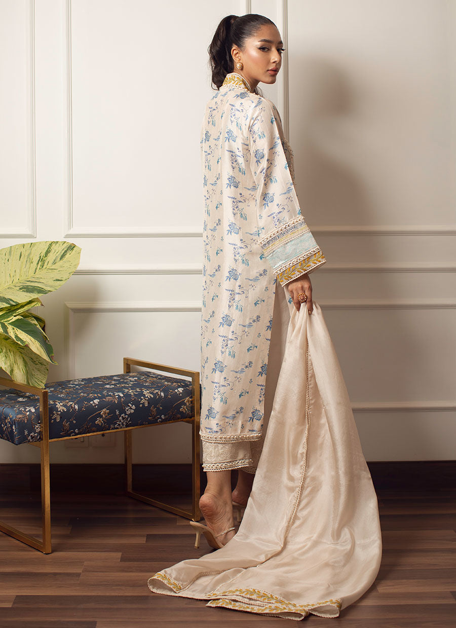 AMARI IVORY SILK SHIRT AND DUPATTA