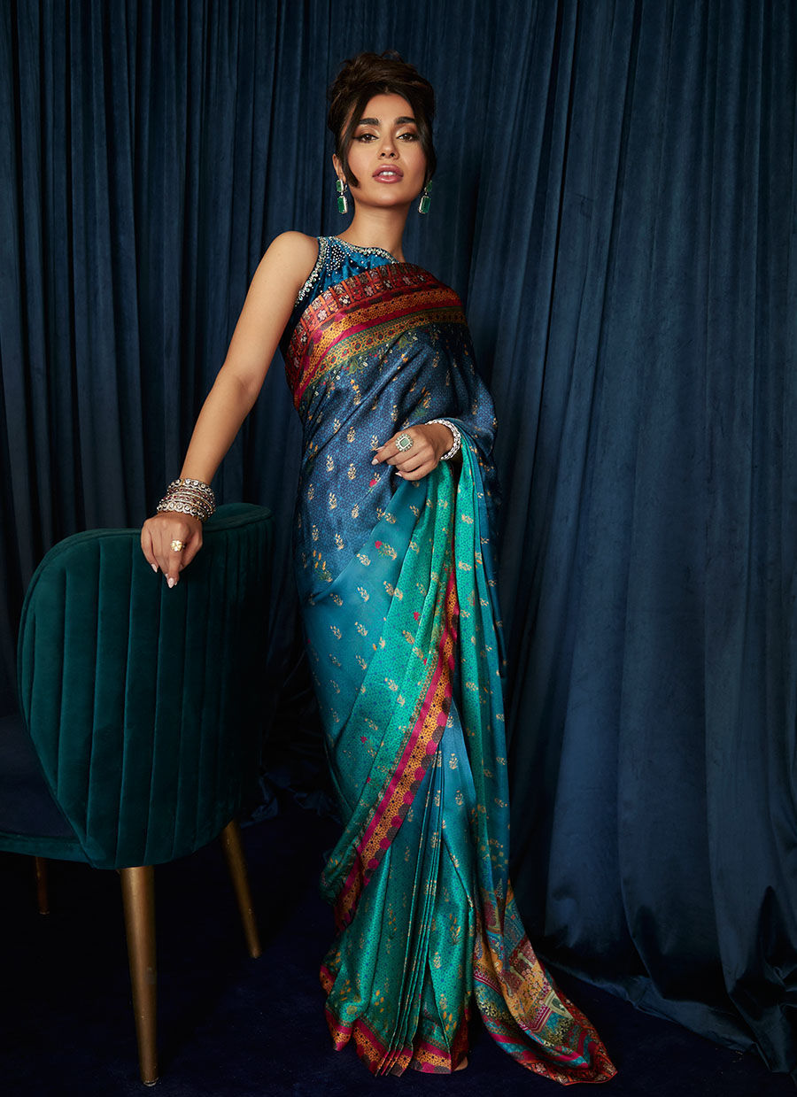 JULIA CHARMEUSE PRINTED SAREE