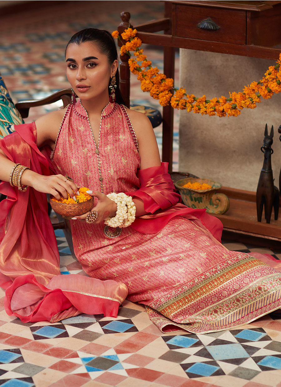 MARISSA TANGERINE SHIRT AND DUPATTA