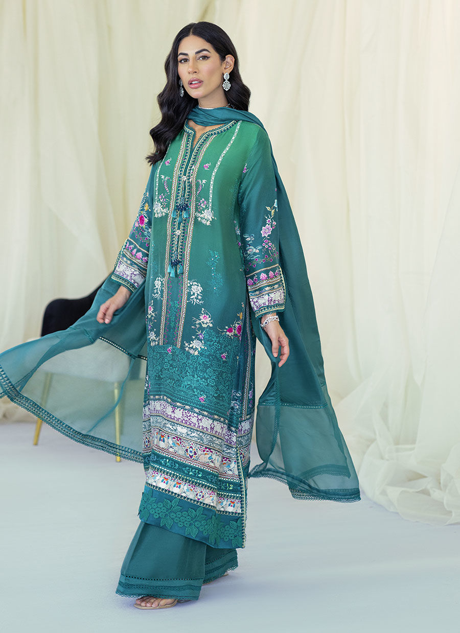 LILLIAN OMBRE SILK SHIRT AND DUPATTA