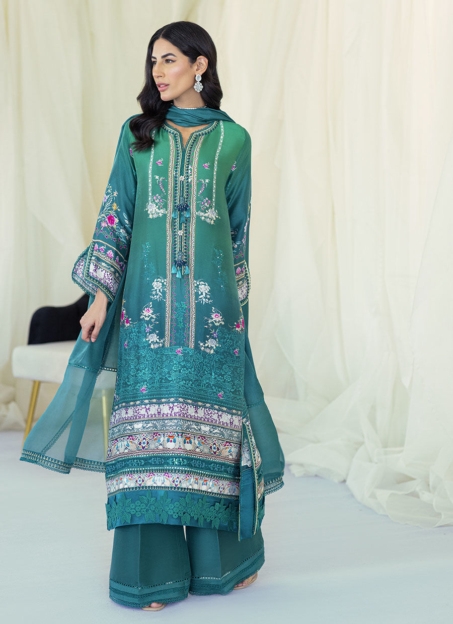 LILLIAN OMBRE SILK SHIRT AND DUPATTA