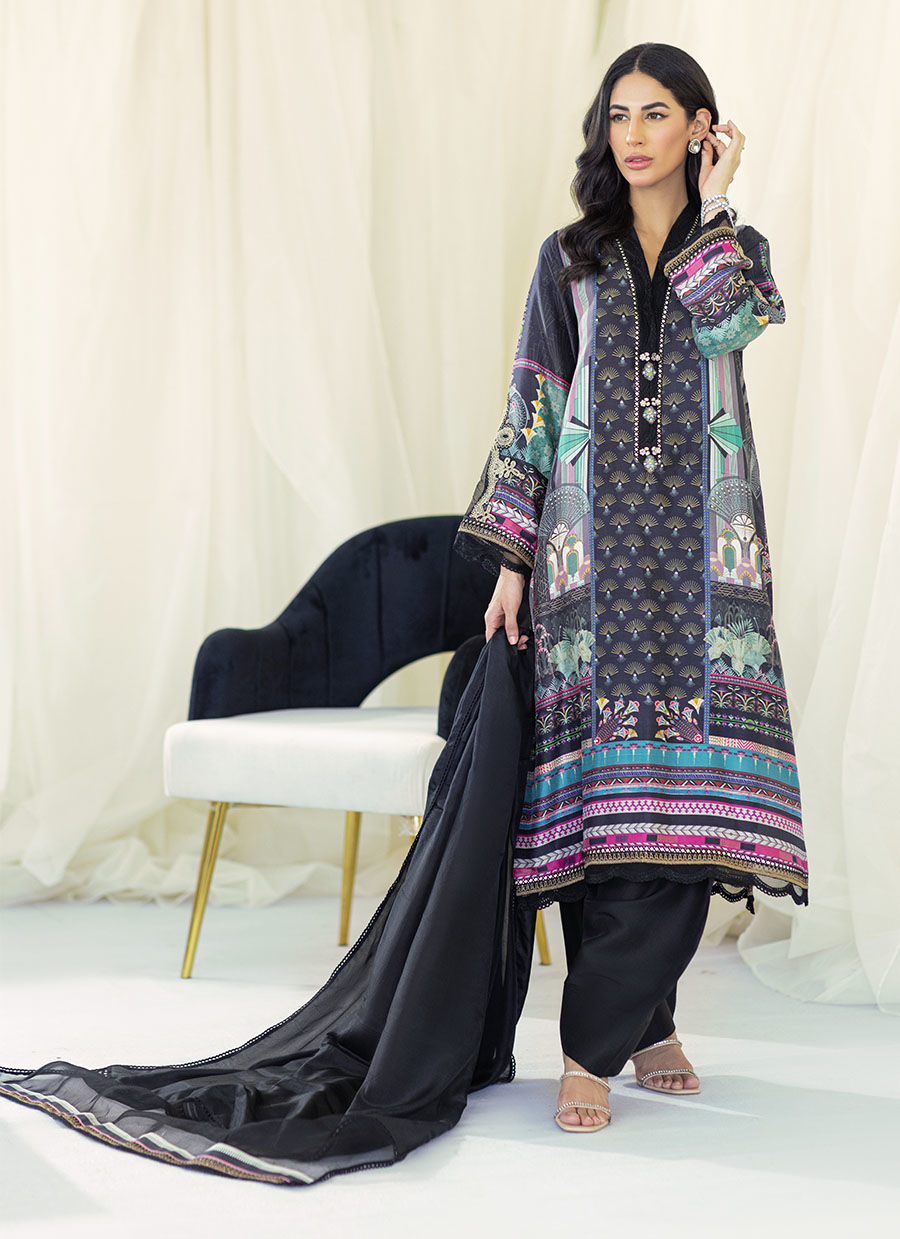 RAQUEL ONYX SILK SHIRT AND DUPATTA