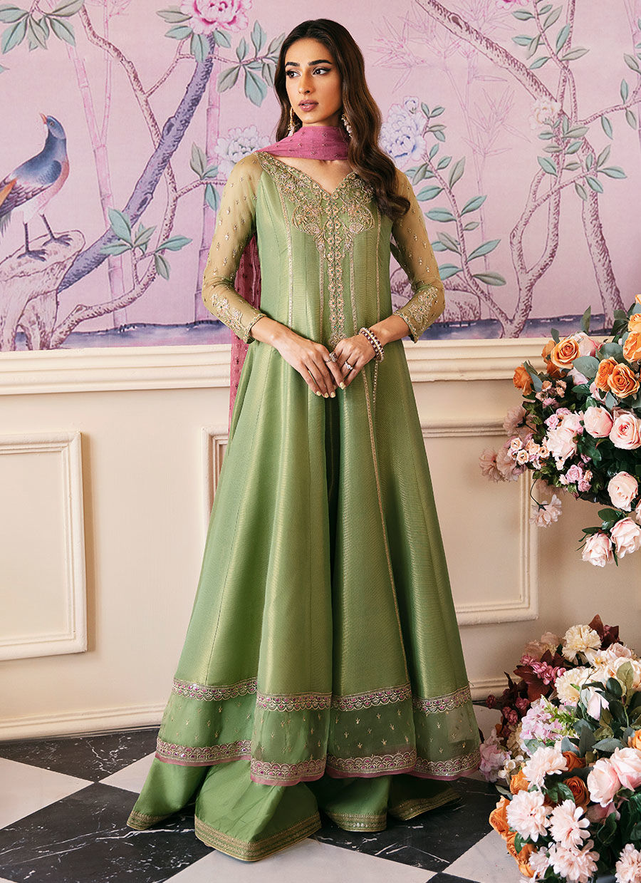 ANISA APPLE GREEN KALIDAAR AND DUPATTA