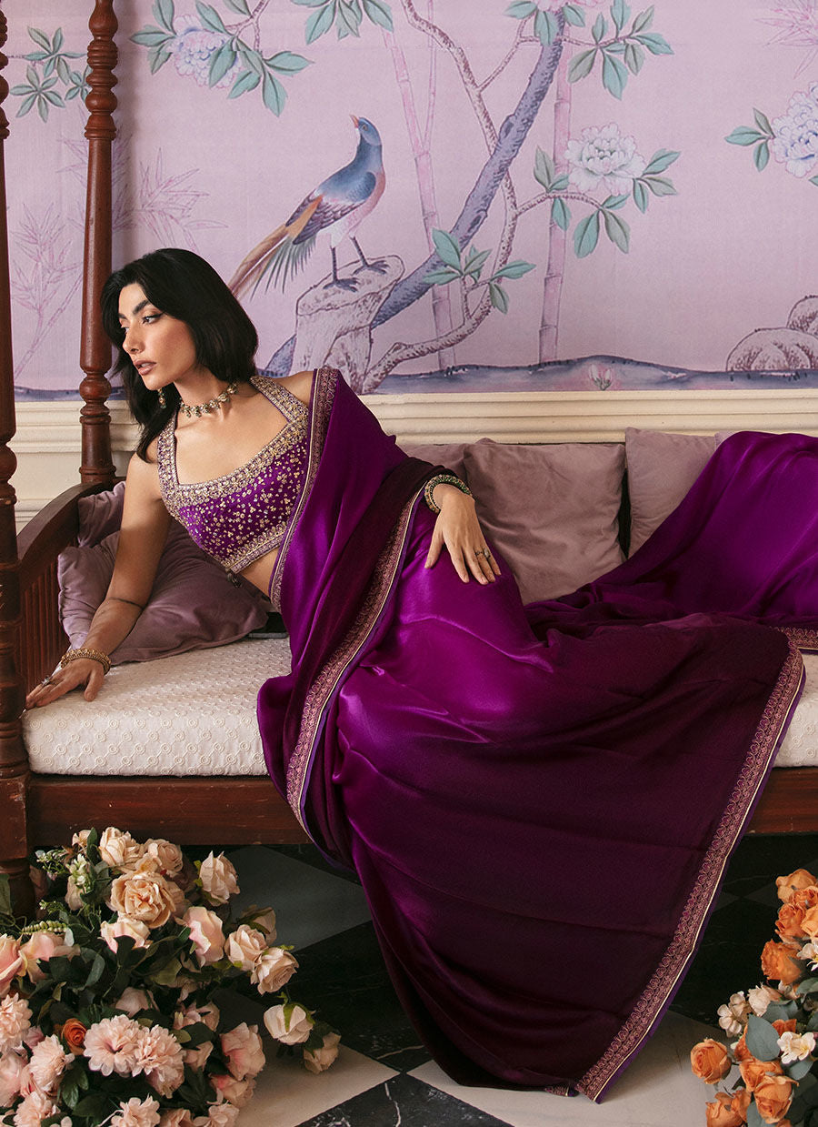 AIGUL AUBERGINE SAREE