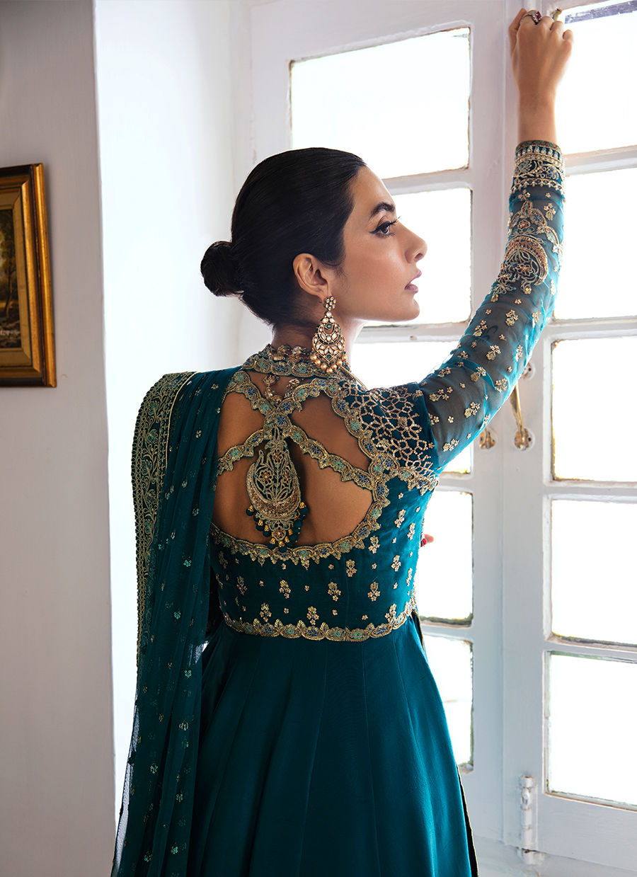 AFRA TEAL KALIDAAR AND DUPATTA