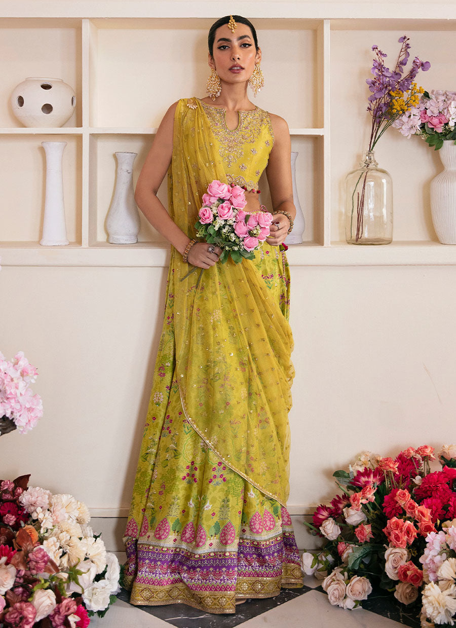 ELIKA LIME LEHNGA CHOLI AND DUPATTA