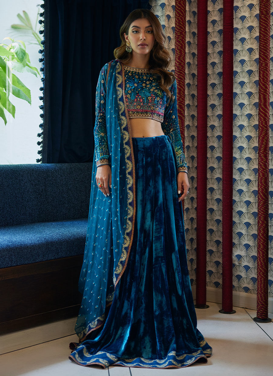 REEM TEAL LEHNGA CHOLI