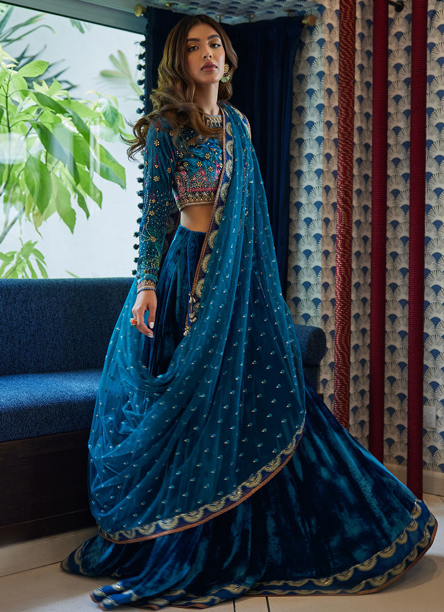 REEM TEAL LEHNGA CHOLI