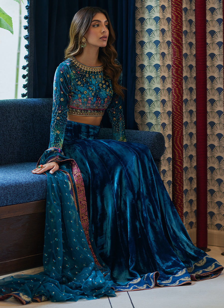 REEM TEAL LEHNGA CHOLI