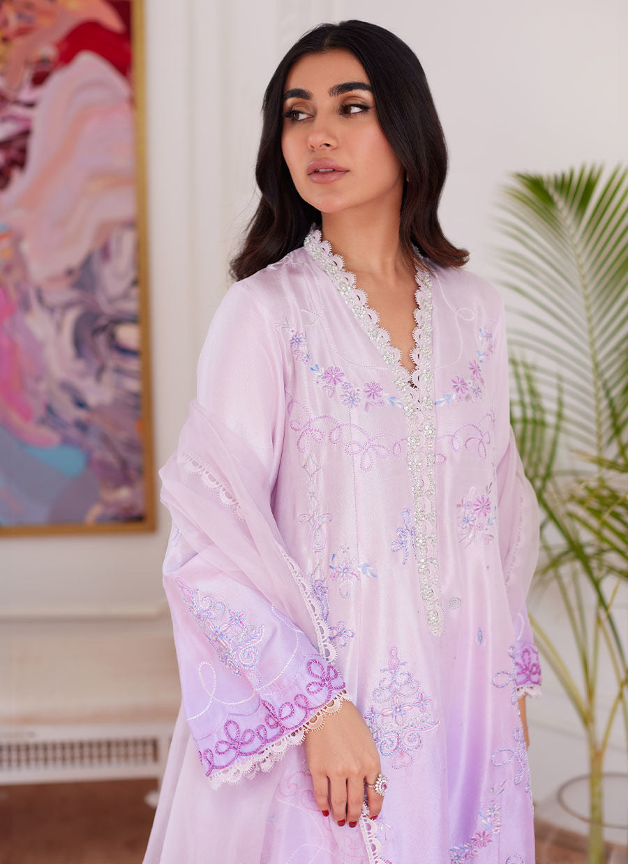 LAVINIA OMBRE EMBROIDERED RAW SILK SHIRT WITH DUPATTA