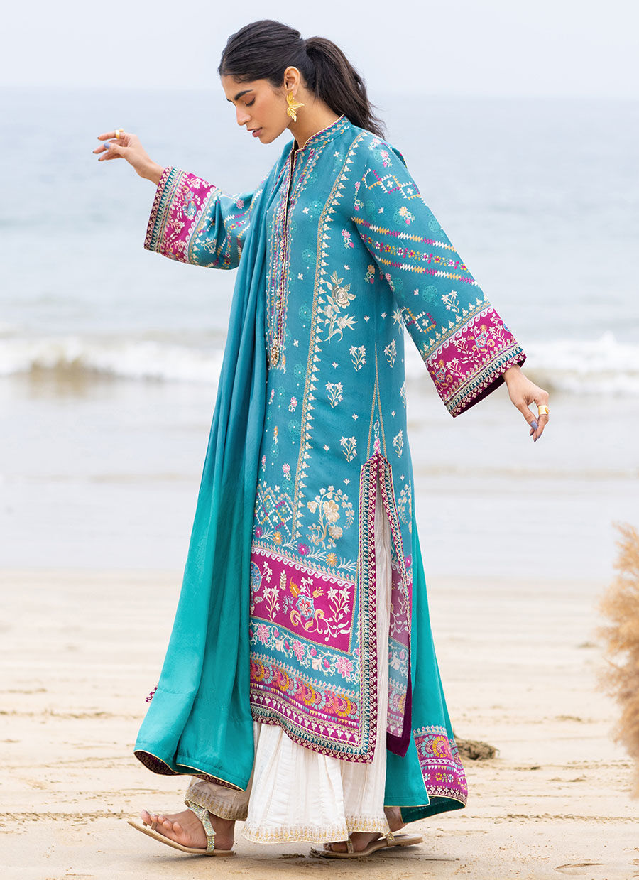 OCEANA TEAL SHIRT AND DUPATTA