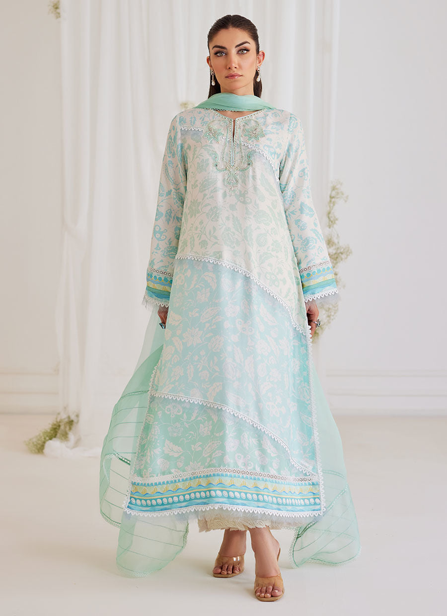 CARMAN AQUA SHIRT AND DUPATTA