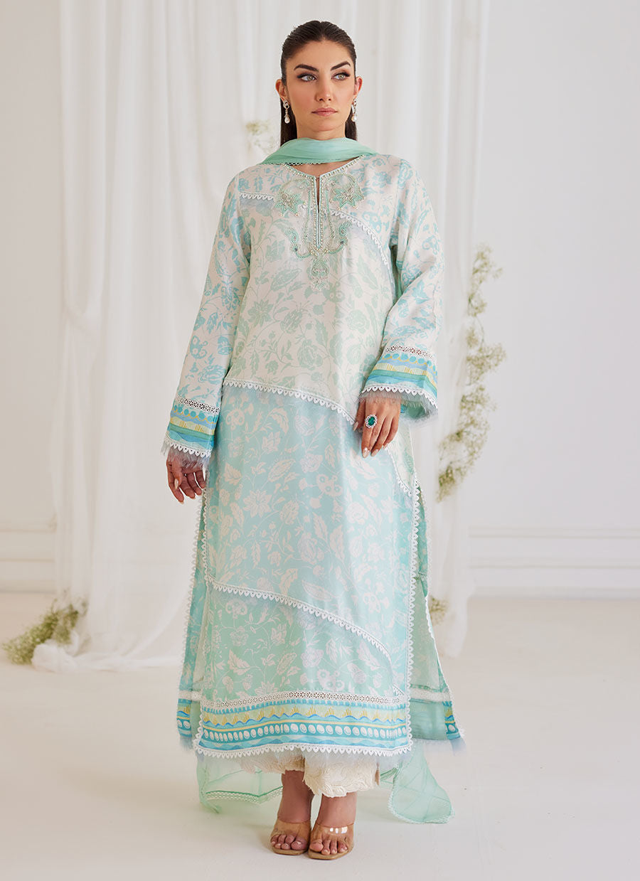 CARMAN AQUA SHIRT AND DUPATTA