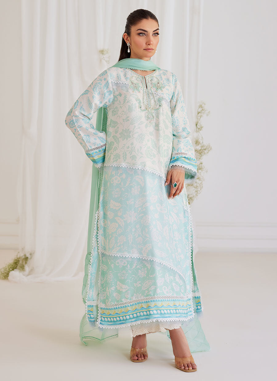 CARMAN AQUA SHIRT AND DUPATTA