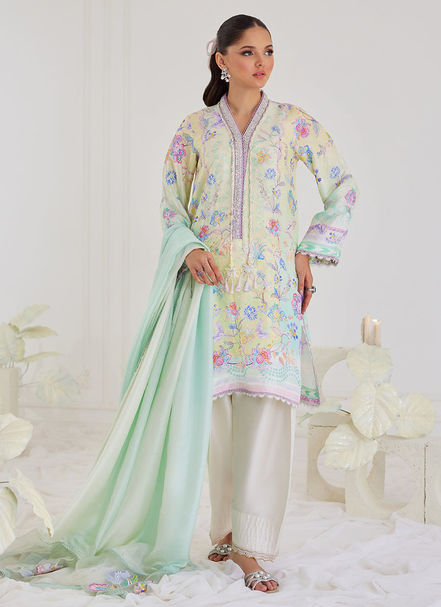 PAZ AQUA SHIRT AND DUPATTA