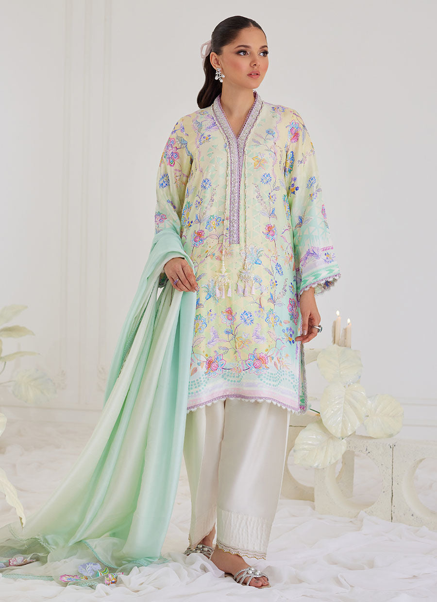 PAZ AQUA SHIRT AND DUPATTA