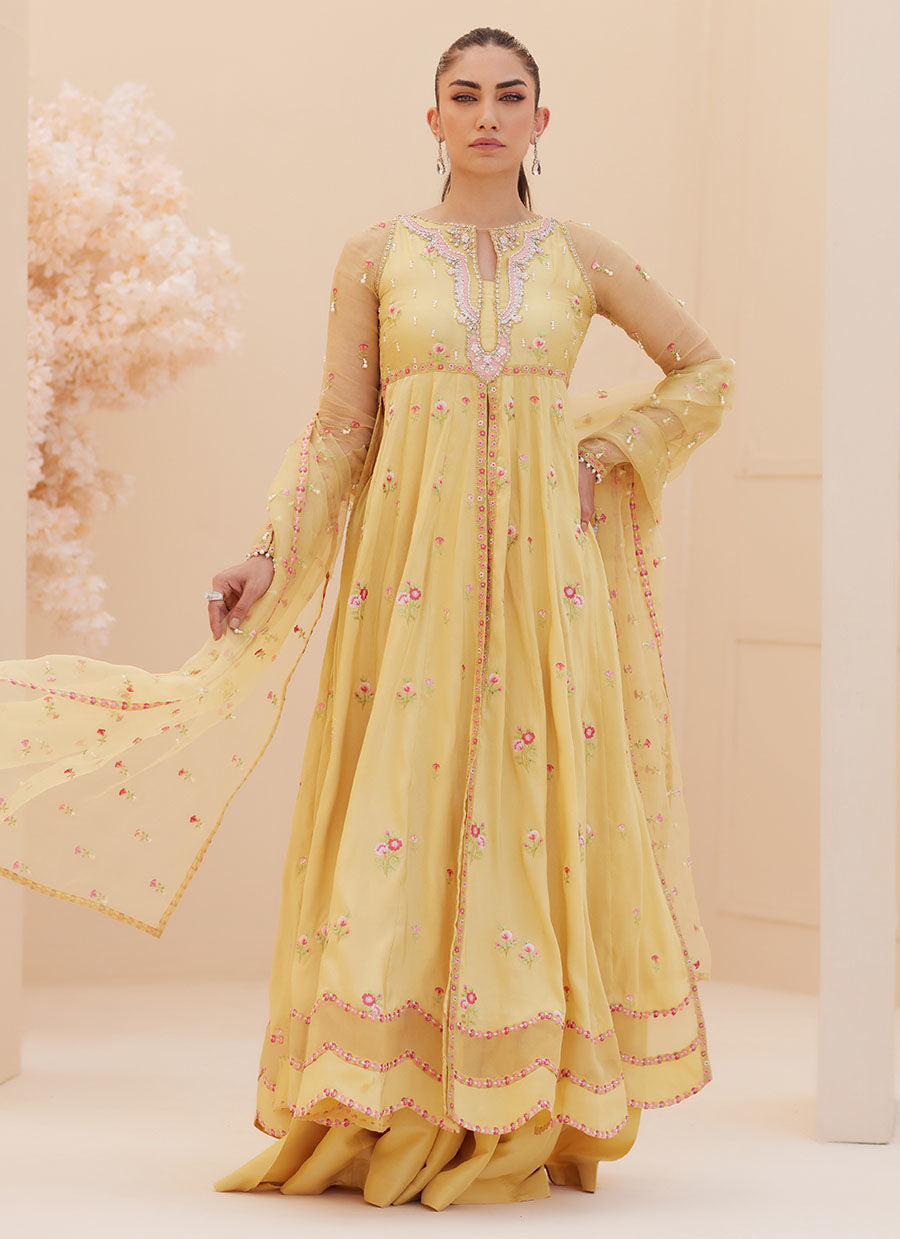 Buttercup Silk Kalidaar and Dupatta