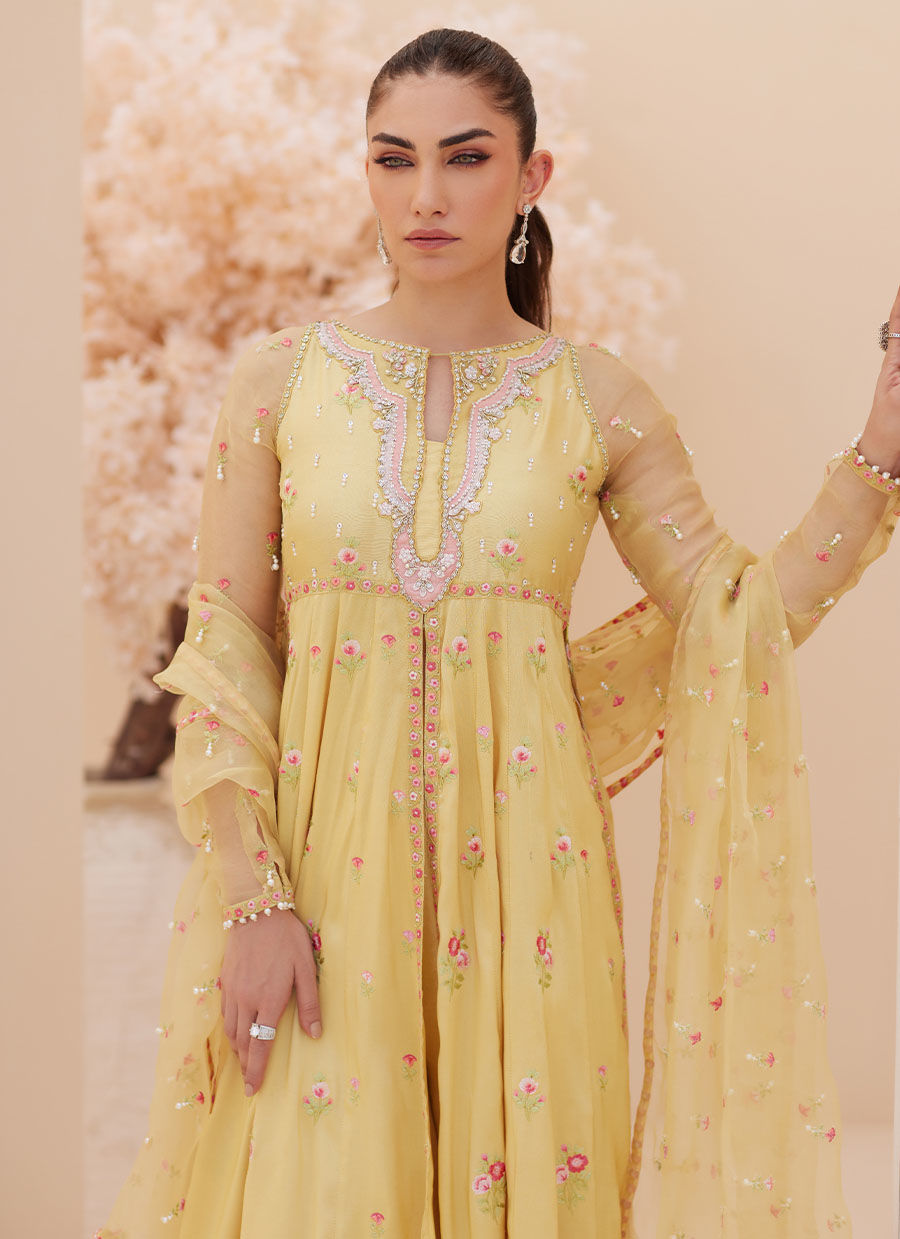 Buttercup Silk Kalidaar and Dupatta