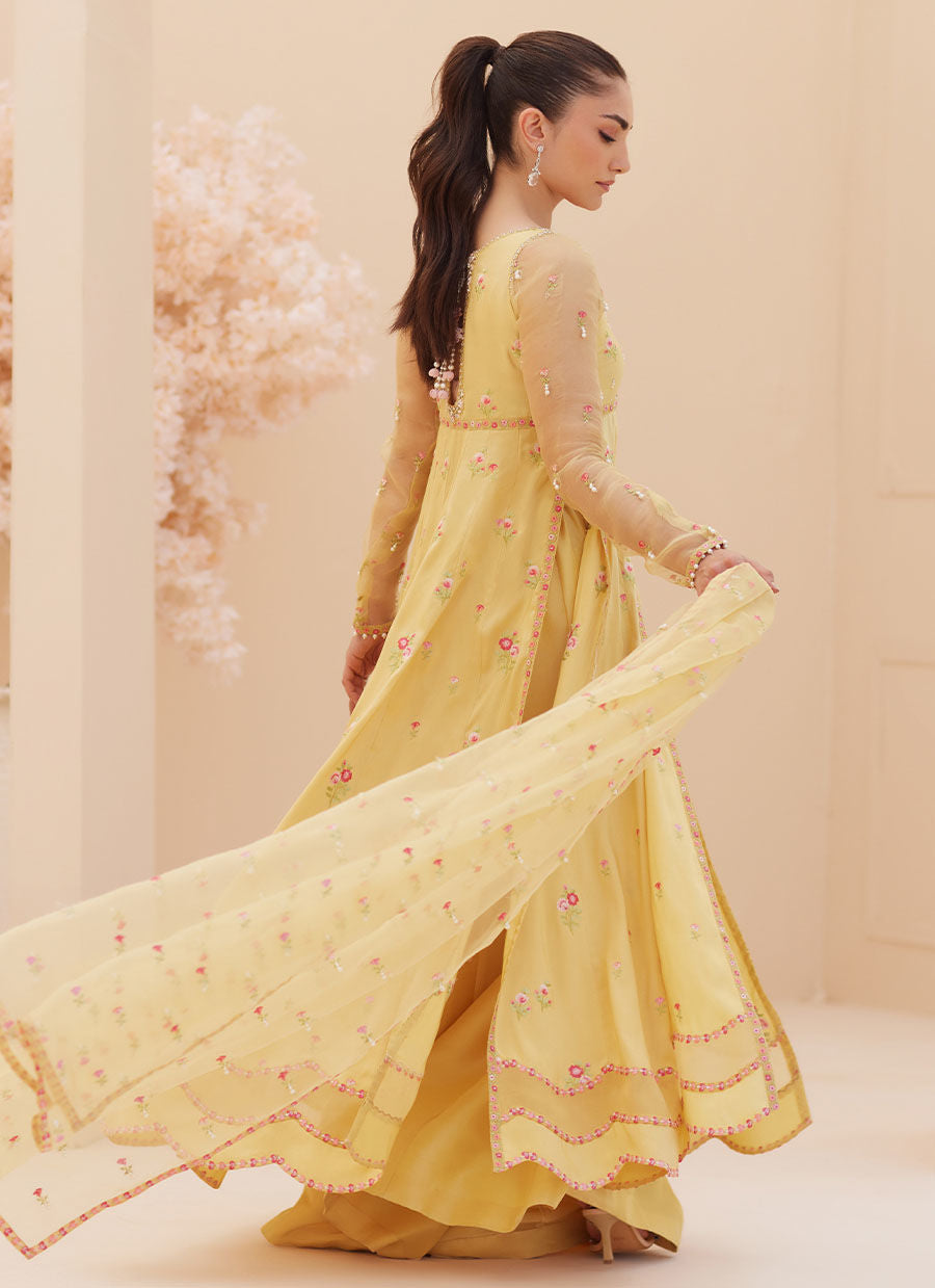 Buttercup Silk Kalidaar and Dupatta