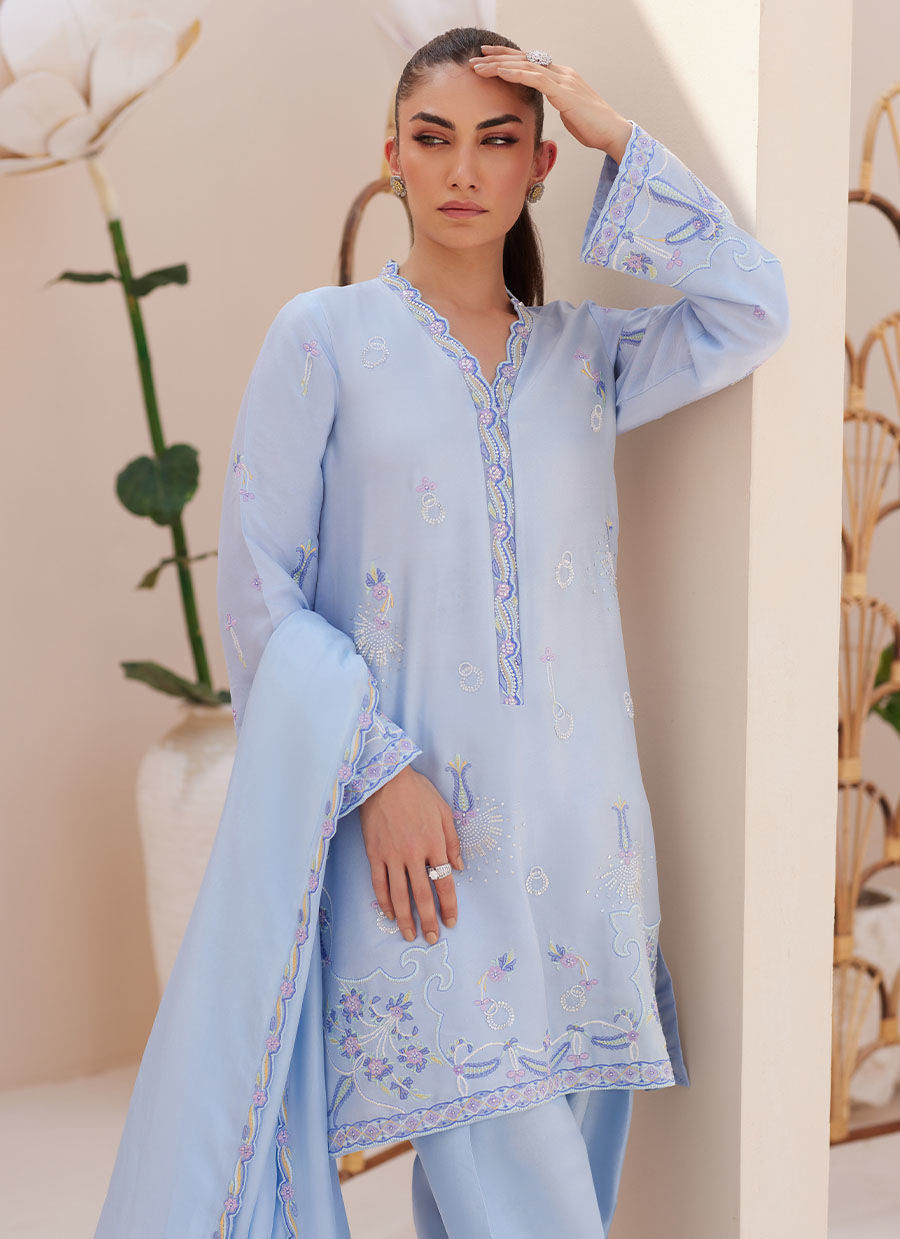 Bettie Cornflower Blue Shirt and Dupatta