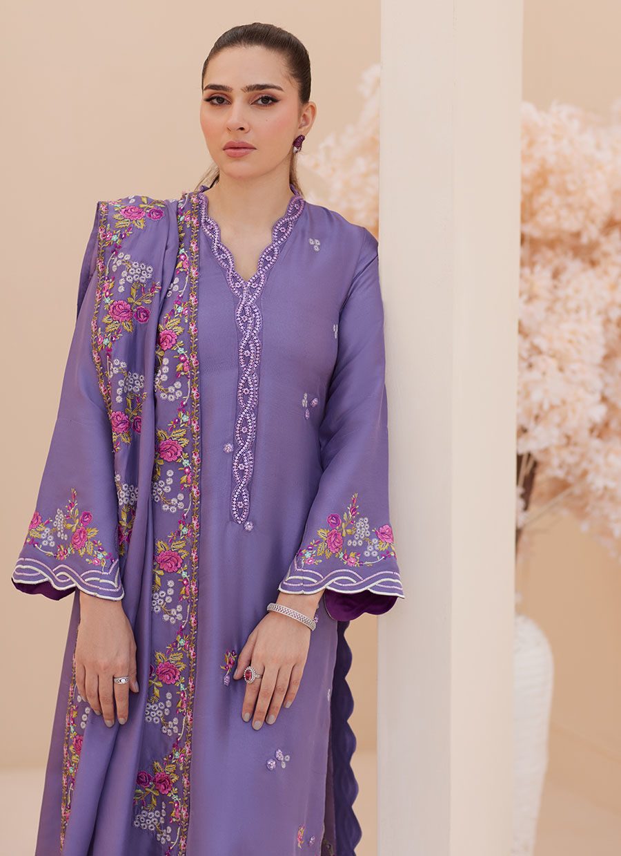 Goldie Grape Silk Shirt and Dupatta