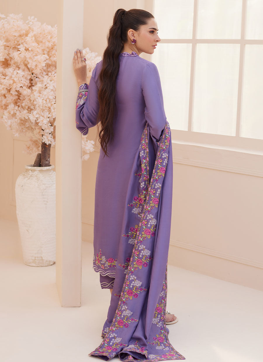 Goldie Grape Silk Shirt and Dupatta