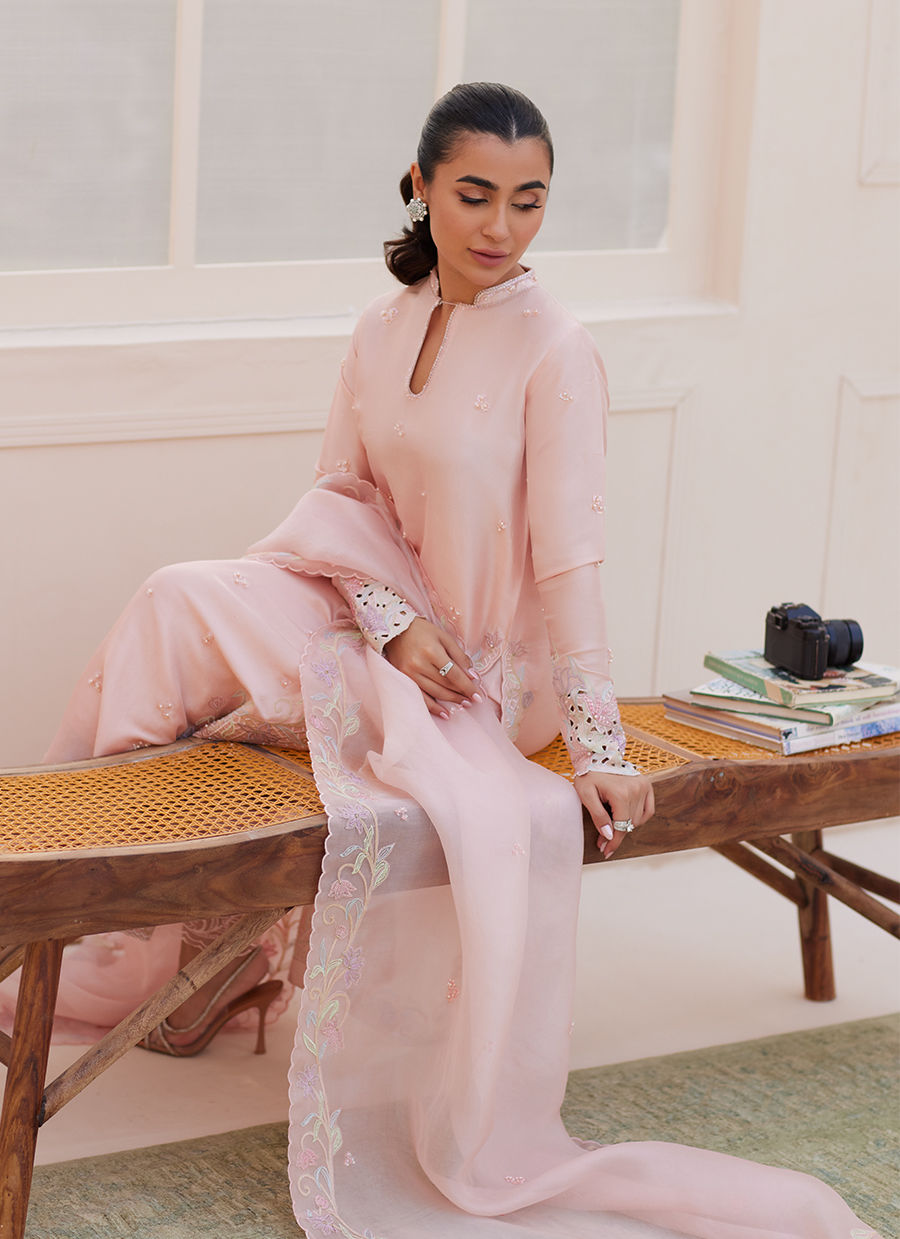 Aurora Pastel Pink Shirt and Dupatta