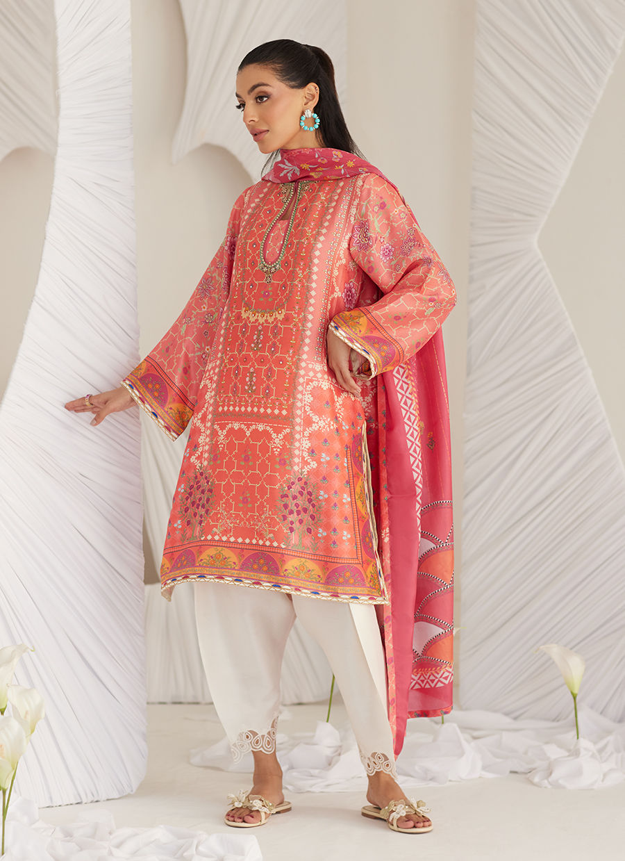 Lillia Tangerine Shirt and Dupatta