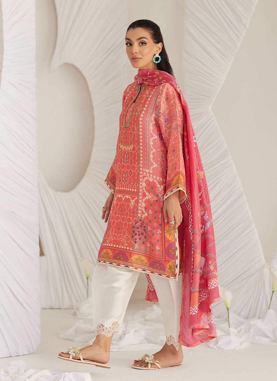 Lillia Tangerine Shirt and Dupatta