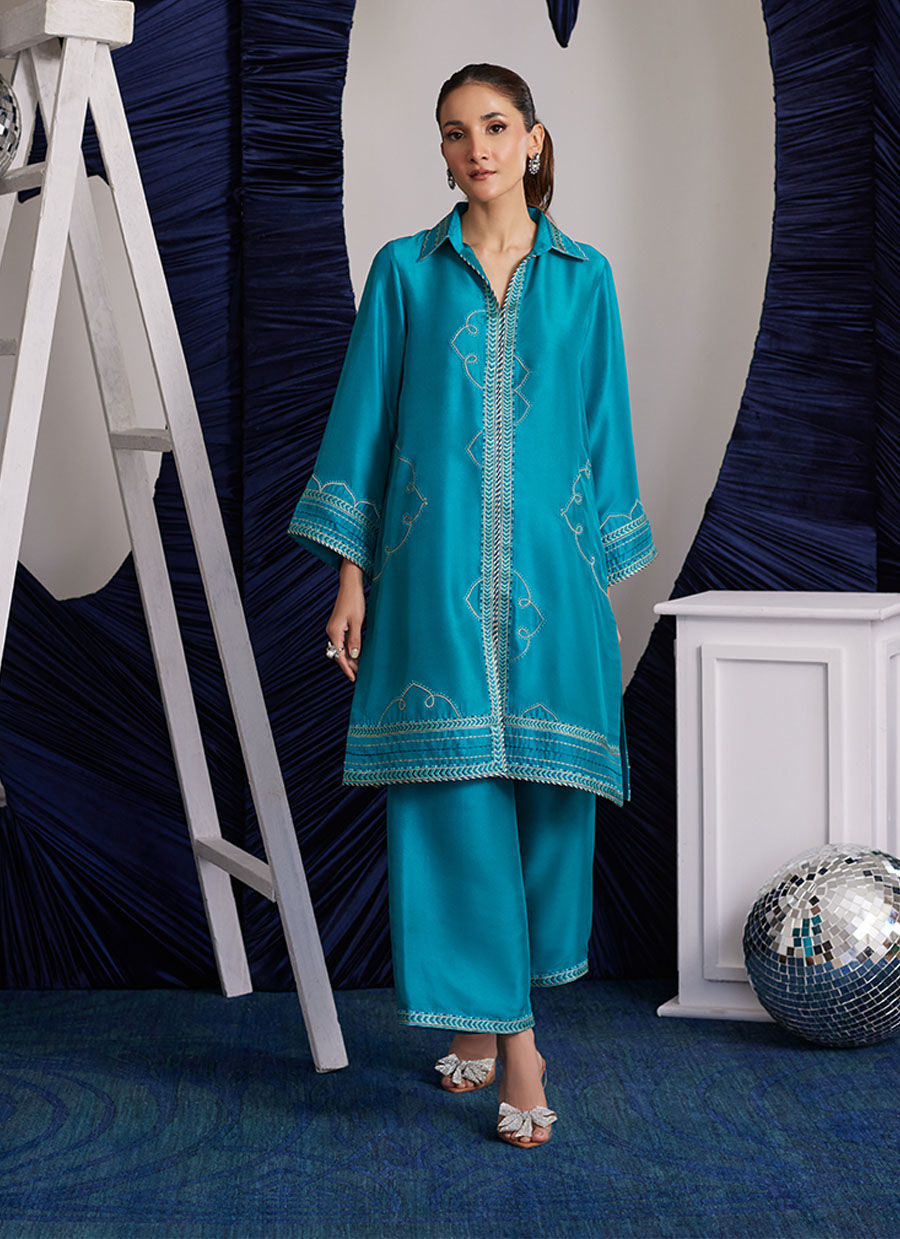 Clemmie Aqua Shirt and Dupatta