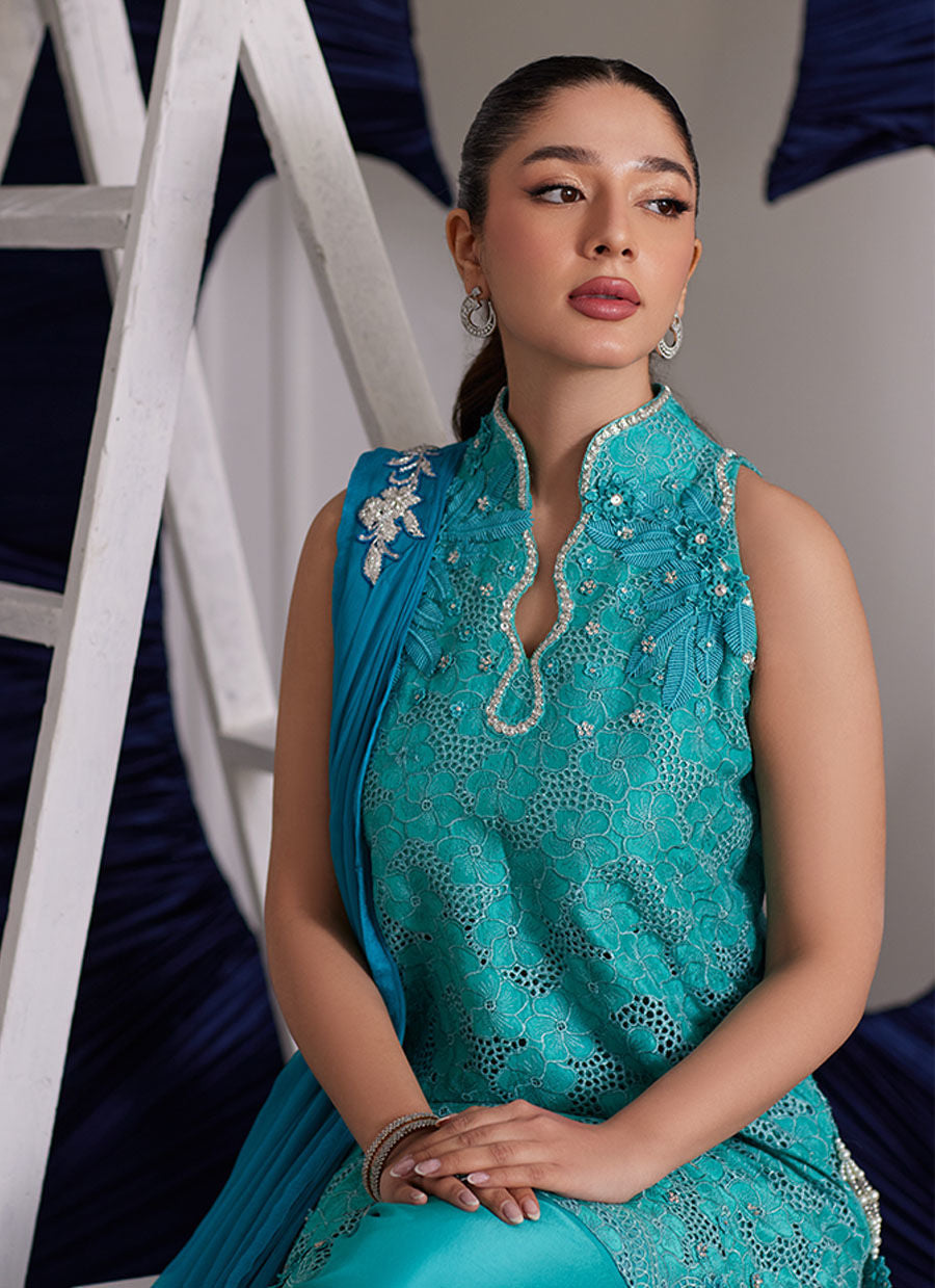 Binx Aqua Shirt And Dupatta