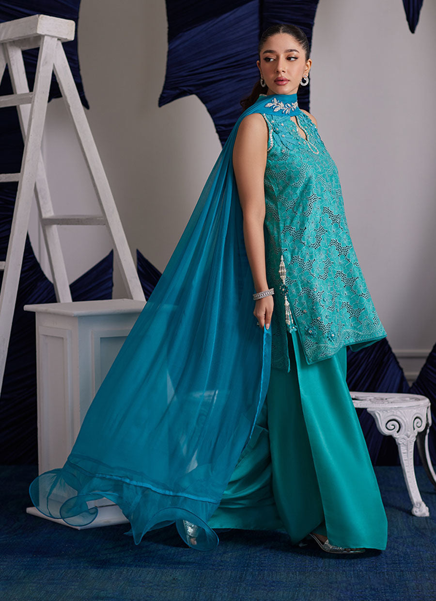 Binx Aqua Shirt And Dupatta