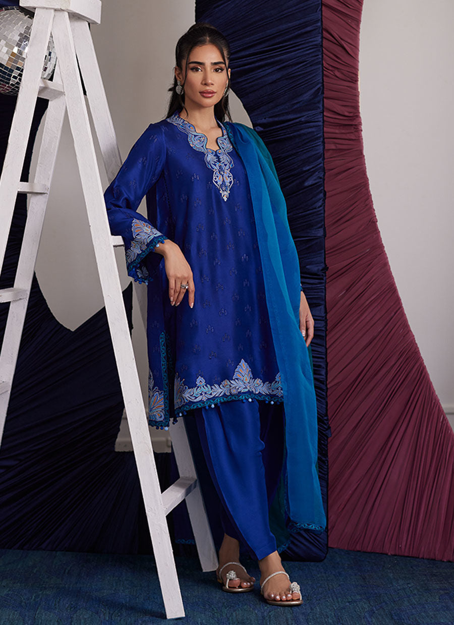 Aliza Azure Shirt And Dupatta