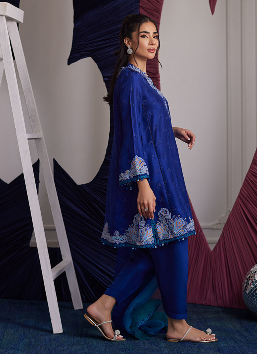 Aliza Azure Shirt And Dupatta