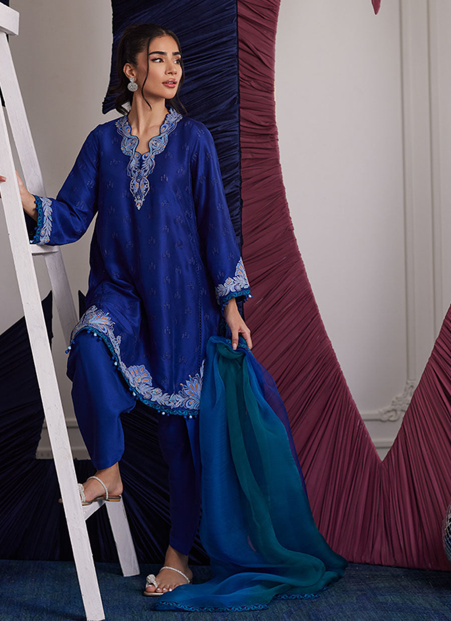 Aliza Azure Shirt And Dupatta