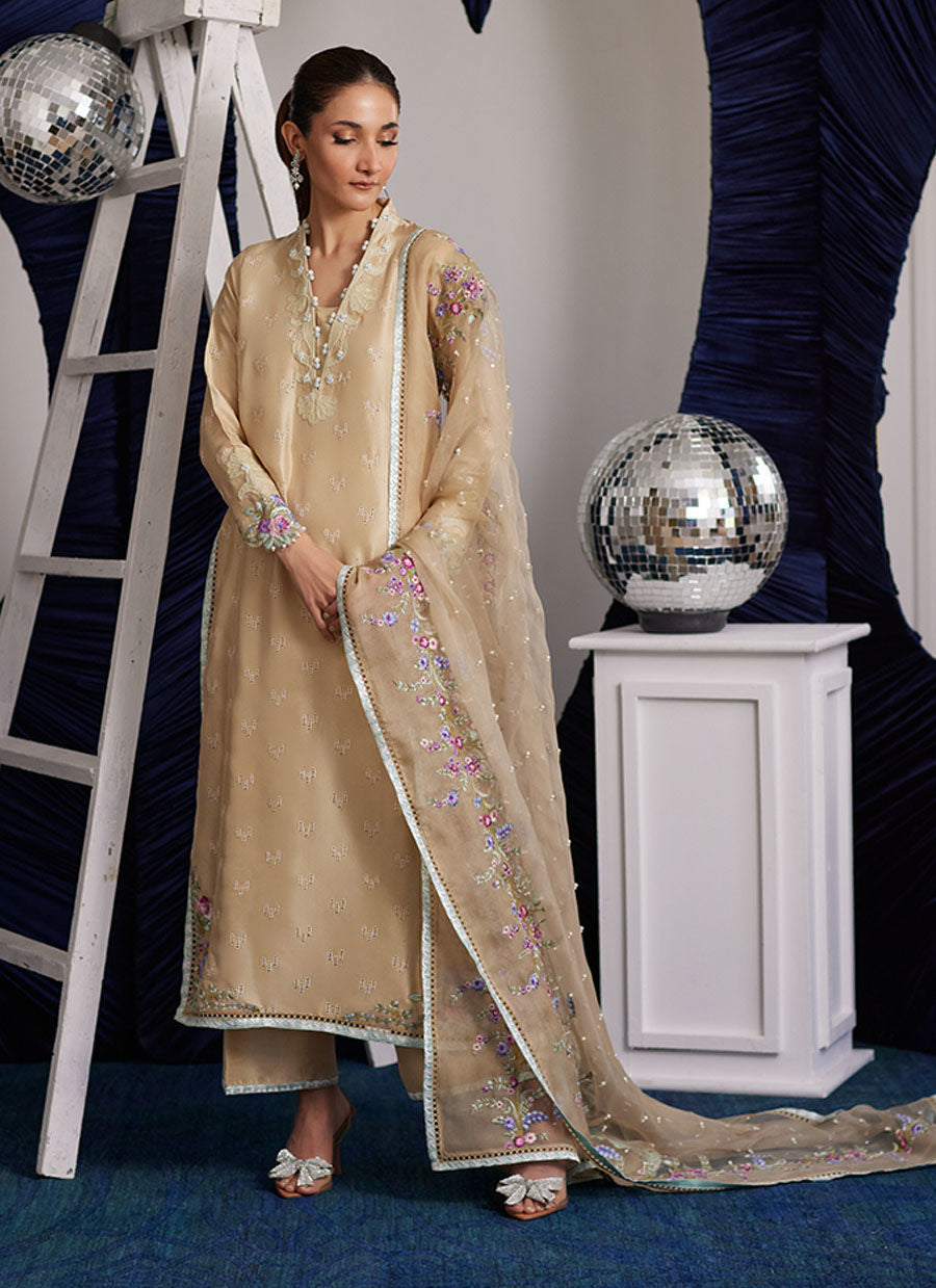 Brenna Champagne Shirt And Dupatta